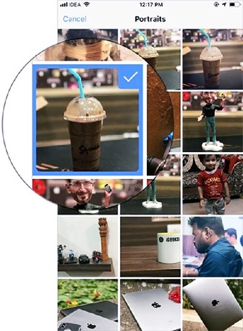 Facebook sẽ đưa ra kho ảnh chân dung trong máy bạn. Chọn ảnh từ thư mục Portraits rồi bấm đăng bài.